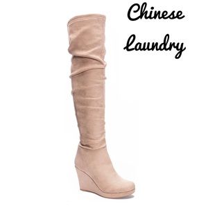 Chinese Laundry ‘Larissa’ Over the Knee Boots in Taupe